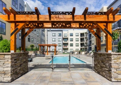 outdoor pool and courtyard at the RED Apartments in Cincinnati